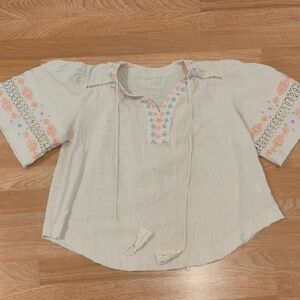 Boho Embroidered Blouse - Cream Size Medium